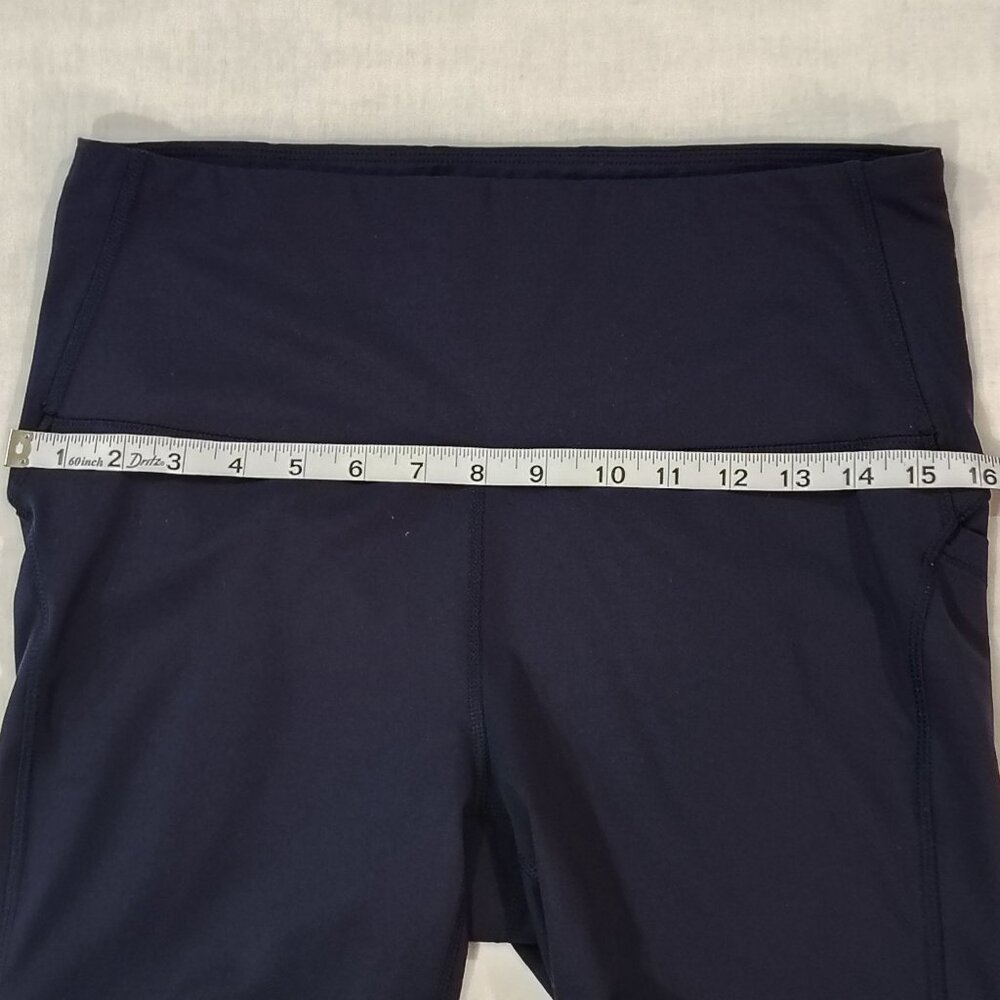All In Motion High Waist Yoga Leggings Sz L Navy Athletic Workout Pants Pockets - Picture 13 of 15